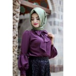 Pınar Şems - Balon Kollu Mürdüm Gömlek